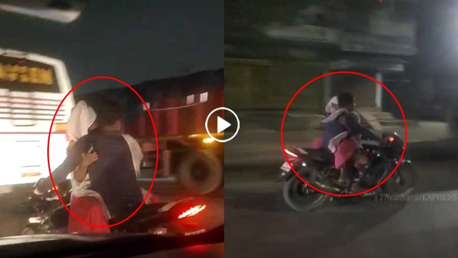 Video of couple romancing on bike in Bhilai goes viral