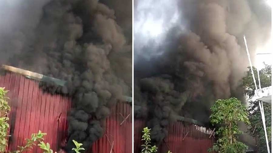 massive fire broke out in the warehouse of a textile shop.