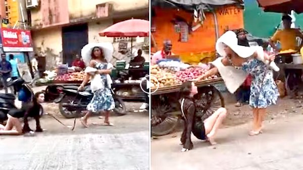 Girl walk like dog viral video
